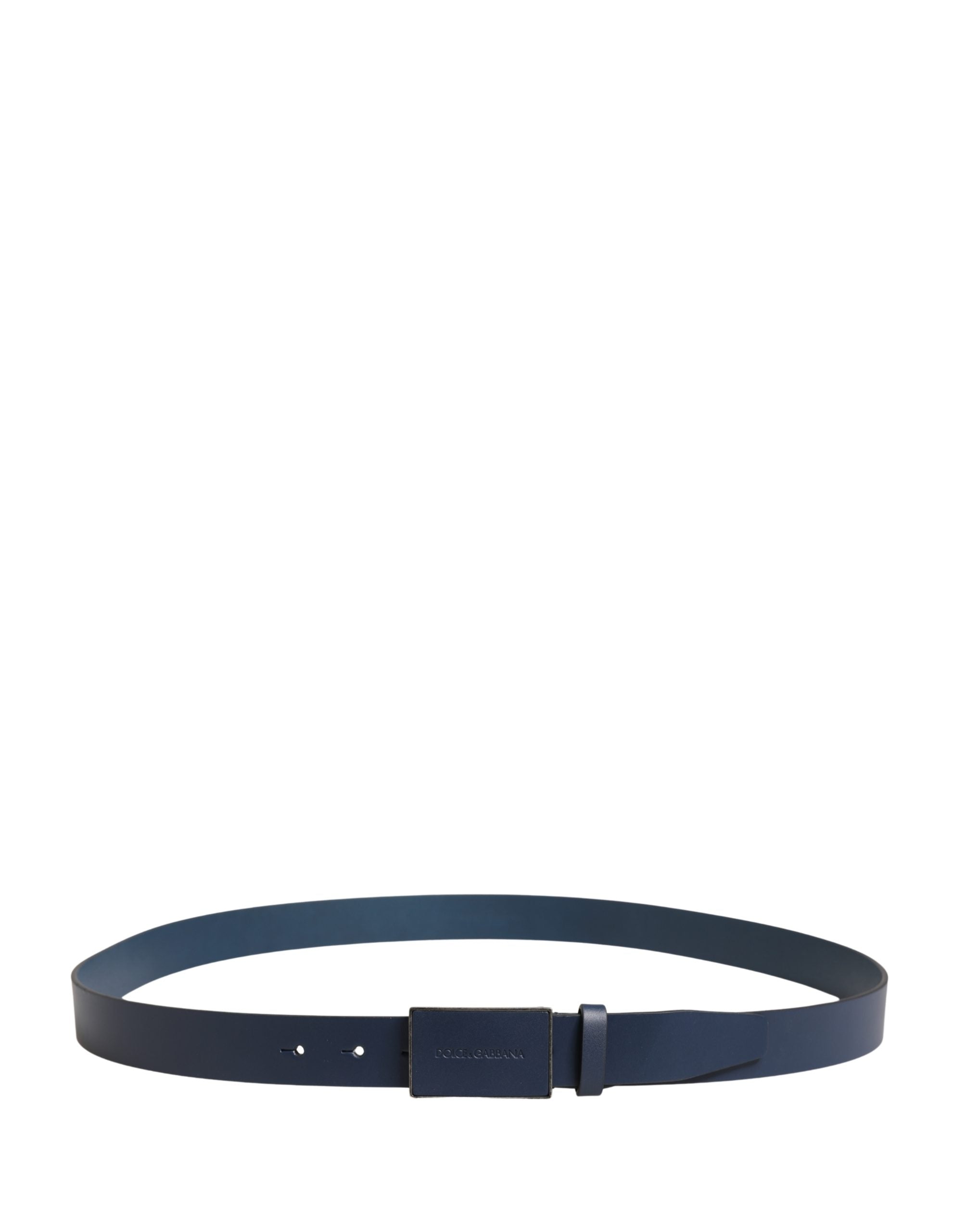 Dolce & Gabbana Men Blue Calf Leather Logo Metal Buckle Belt