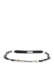 Dolce & Gabbana Black Leather Silver Chain Bag Accessory Shoulder Strap - Zachava