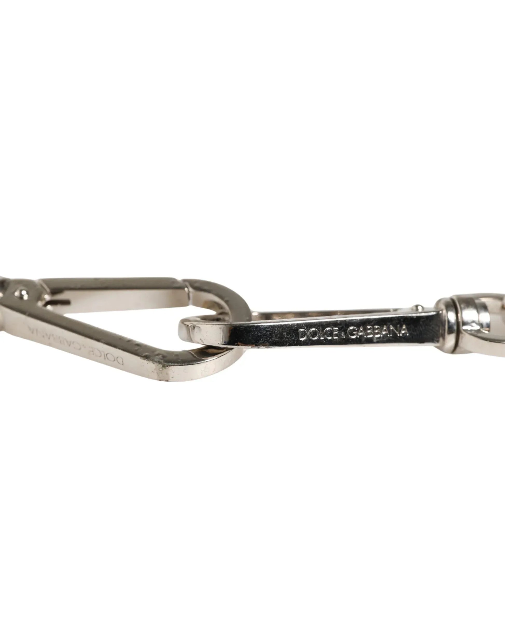 Dolce & Gabbana Black Leather Silver Chain Bag Accessory Shoulder Strap - Zachava