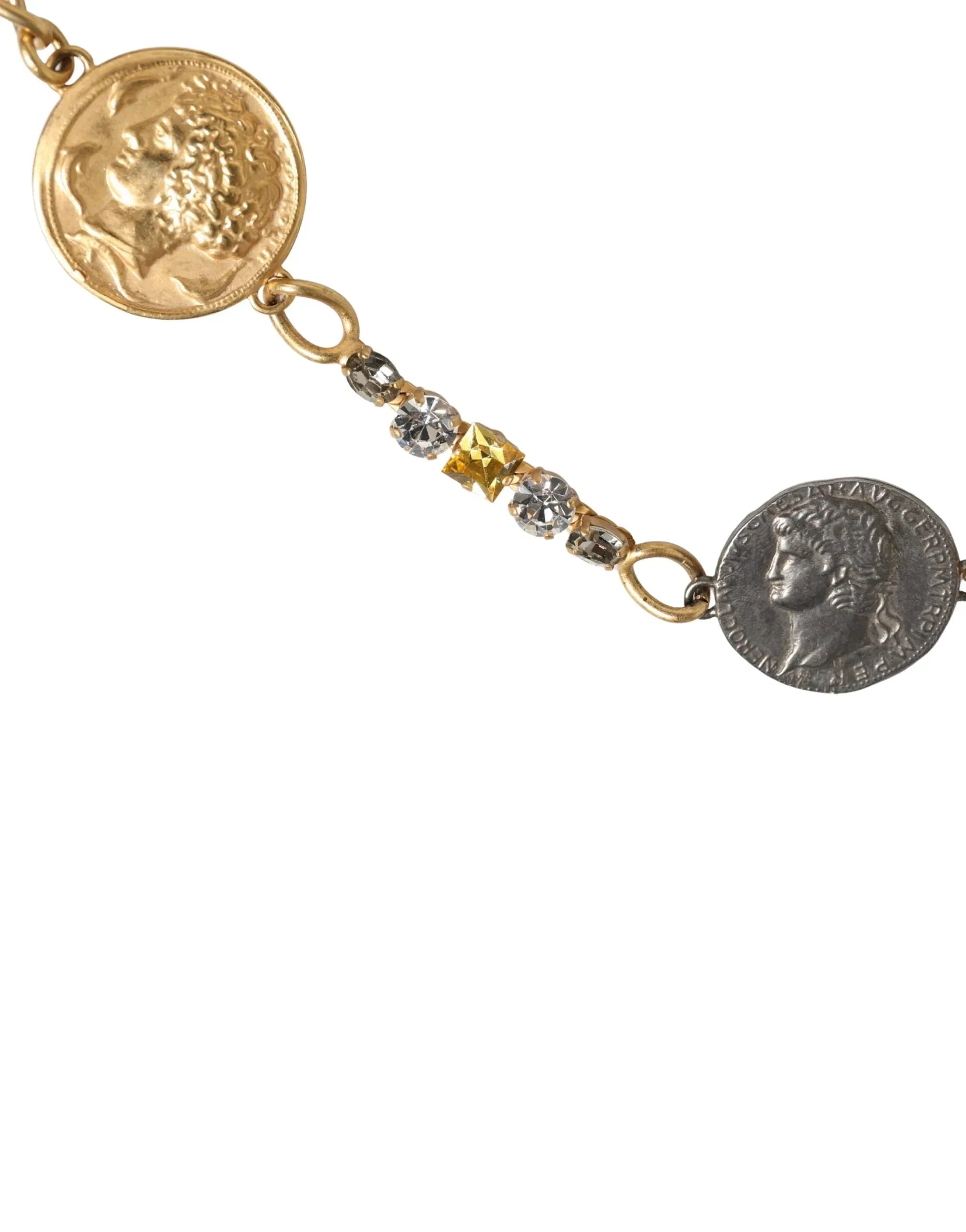 Dolce & Gabbana Gold Brass Chain Coin Embellished Metal Buckle Belt - Zachava
