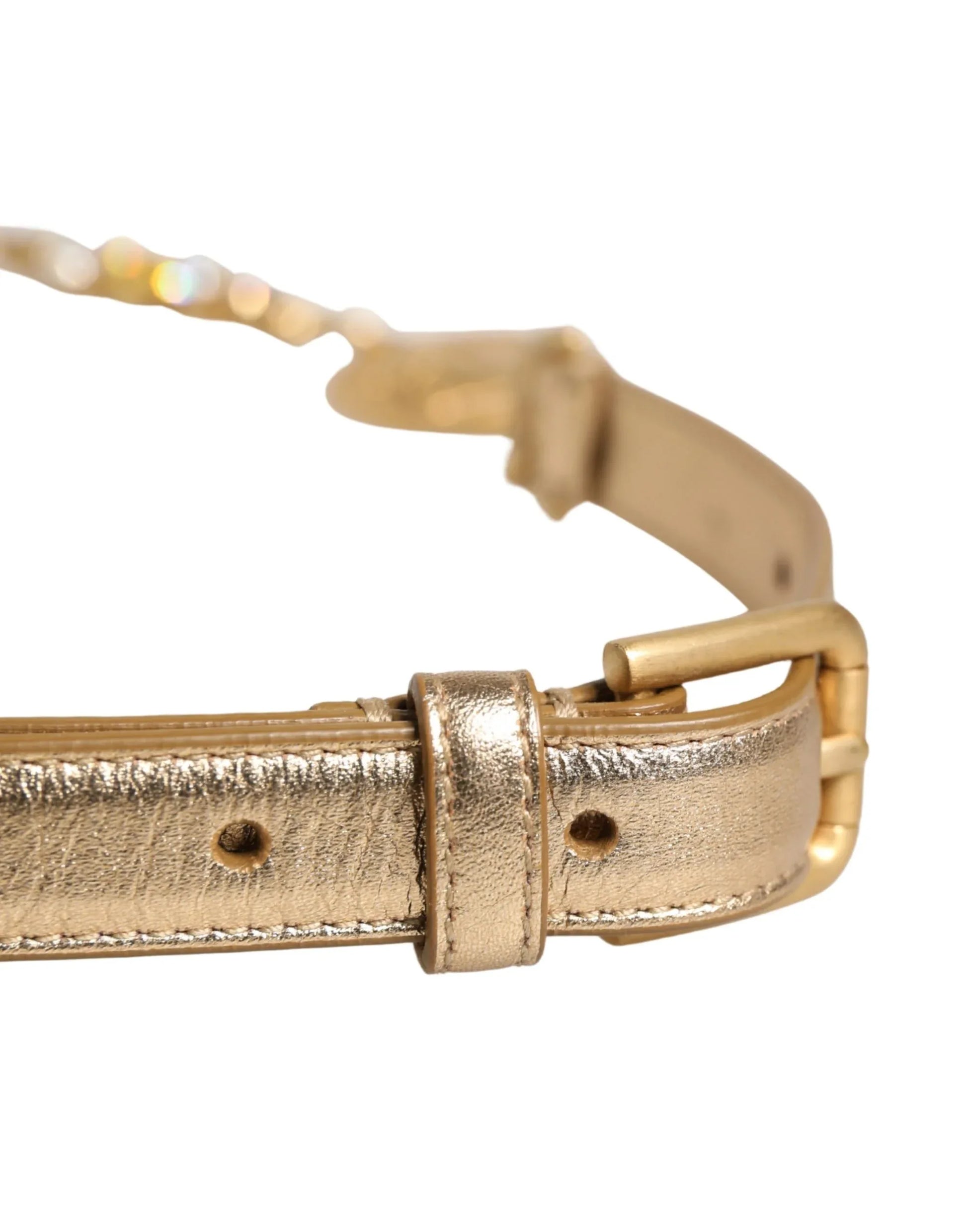 Dolce & Gabbana Gold Brass Chain Coin Embellished Metal Buckle Belt - Zachava