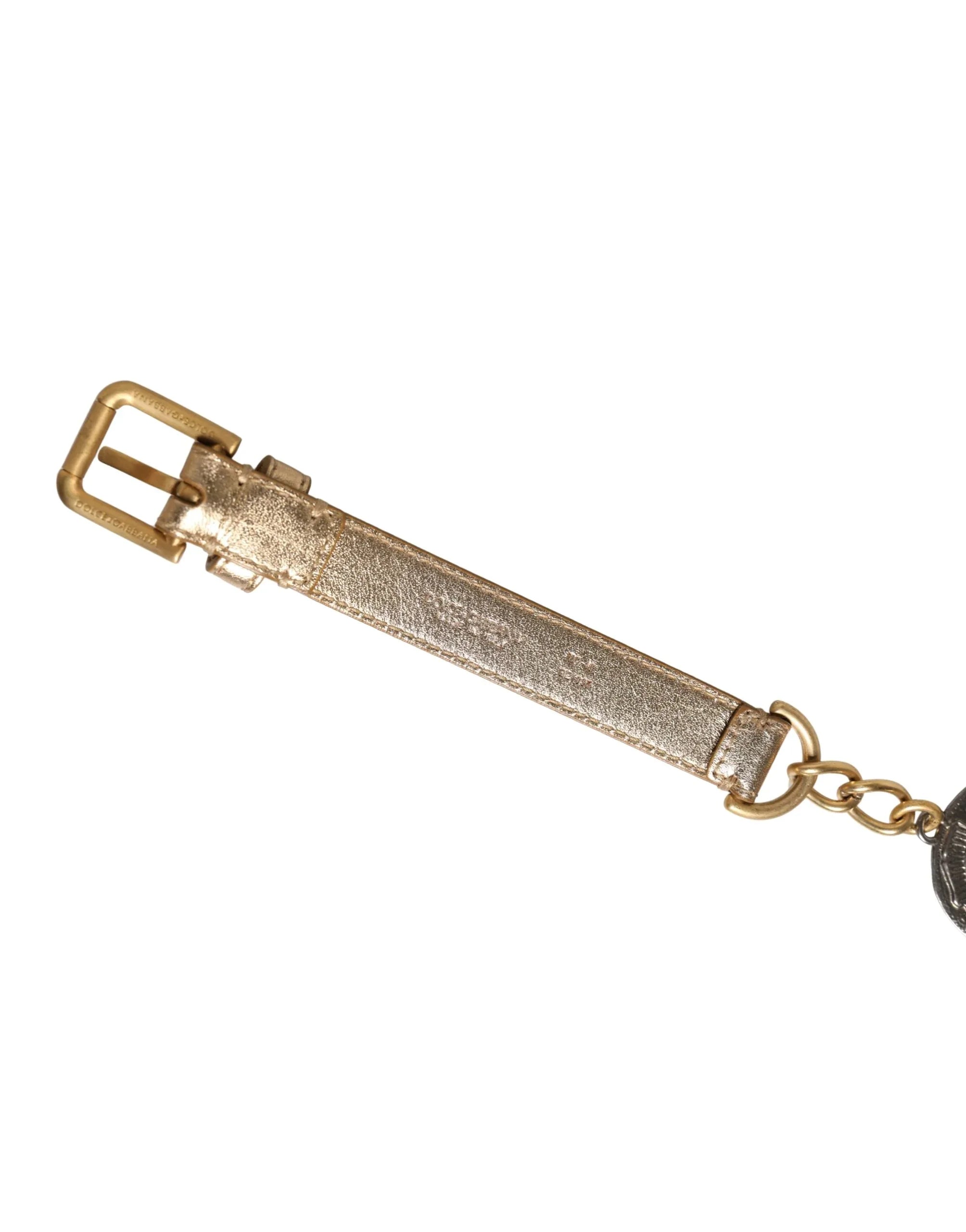 Dolce & Gabbana Gold Brass Chain Coin Embellished Metal Buckle Belt - Zachava