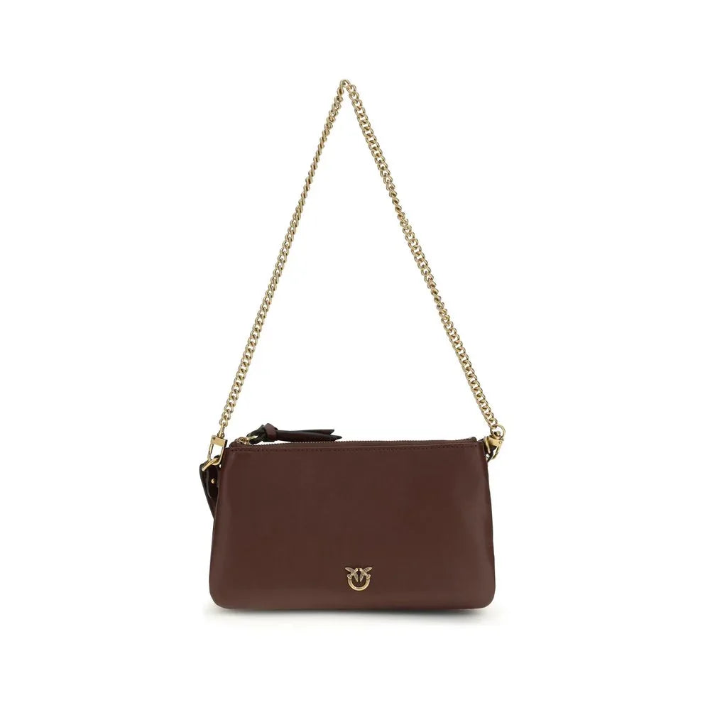 PINKO Brown Calf Leather Bos Taurus Shoulder Bag - Zachava