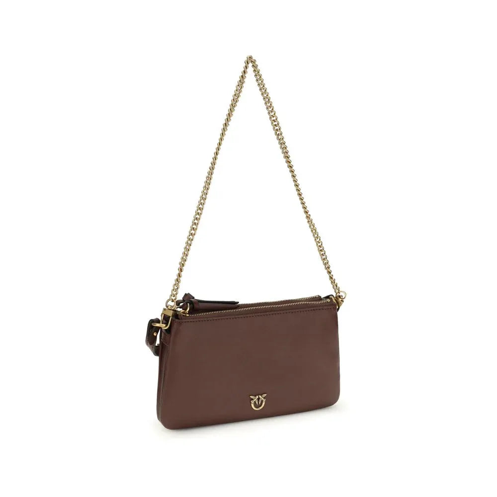 PINKO Brown Calf Leather Bos Taurus Shoulder Bag - Zachava