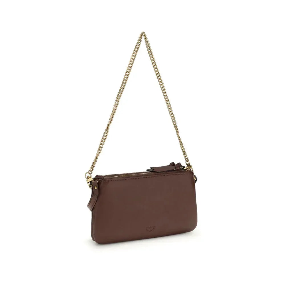 PINKO Brown Calf Leather Bos Taurus Shoulder Bag - Zachava