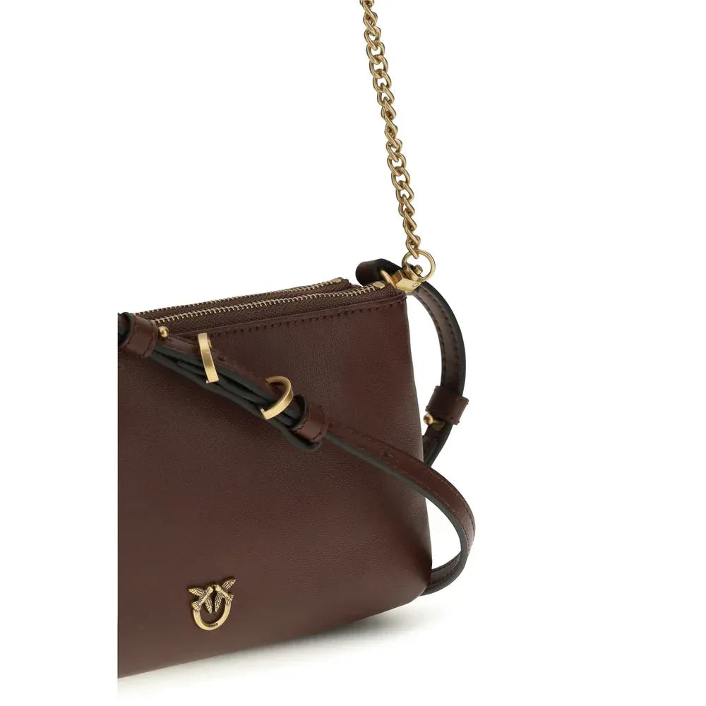 PINKO Brown Calf Leather Bos Taurus Shoulder Bag - Zachava