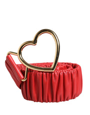Dolce & Gabbana Red Leather Gold Heart Metal Buckle Belt for Women