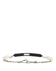 Dolce & Gabbana Black Leather Silver Chain Bag Accessory Shoulder Strap