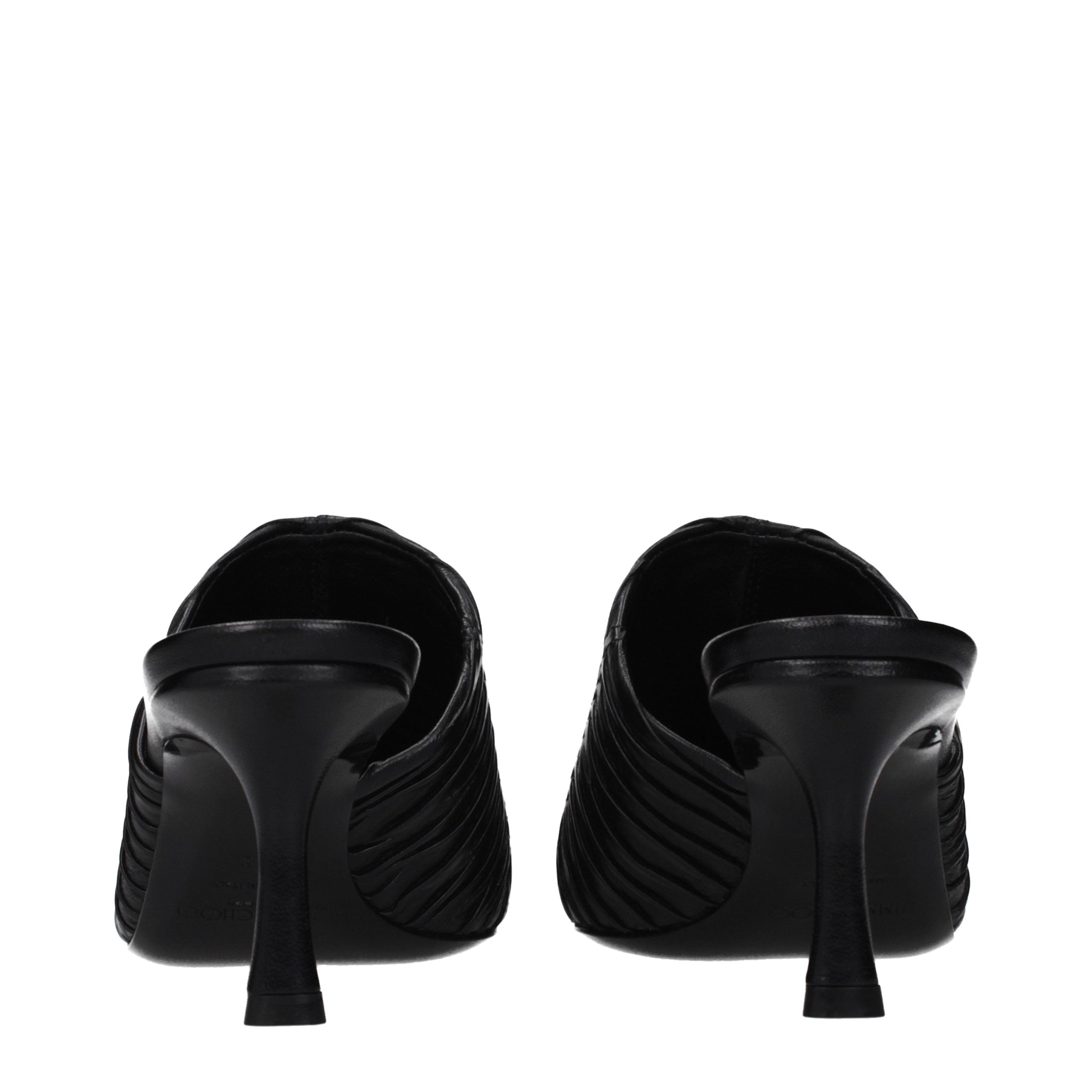 Jimmy Choo Black Leather Mid Heel Pumps