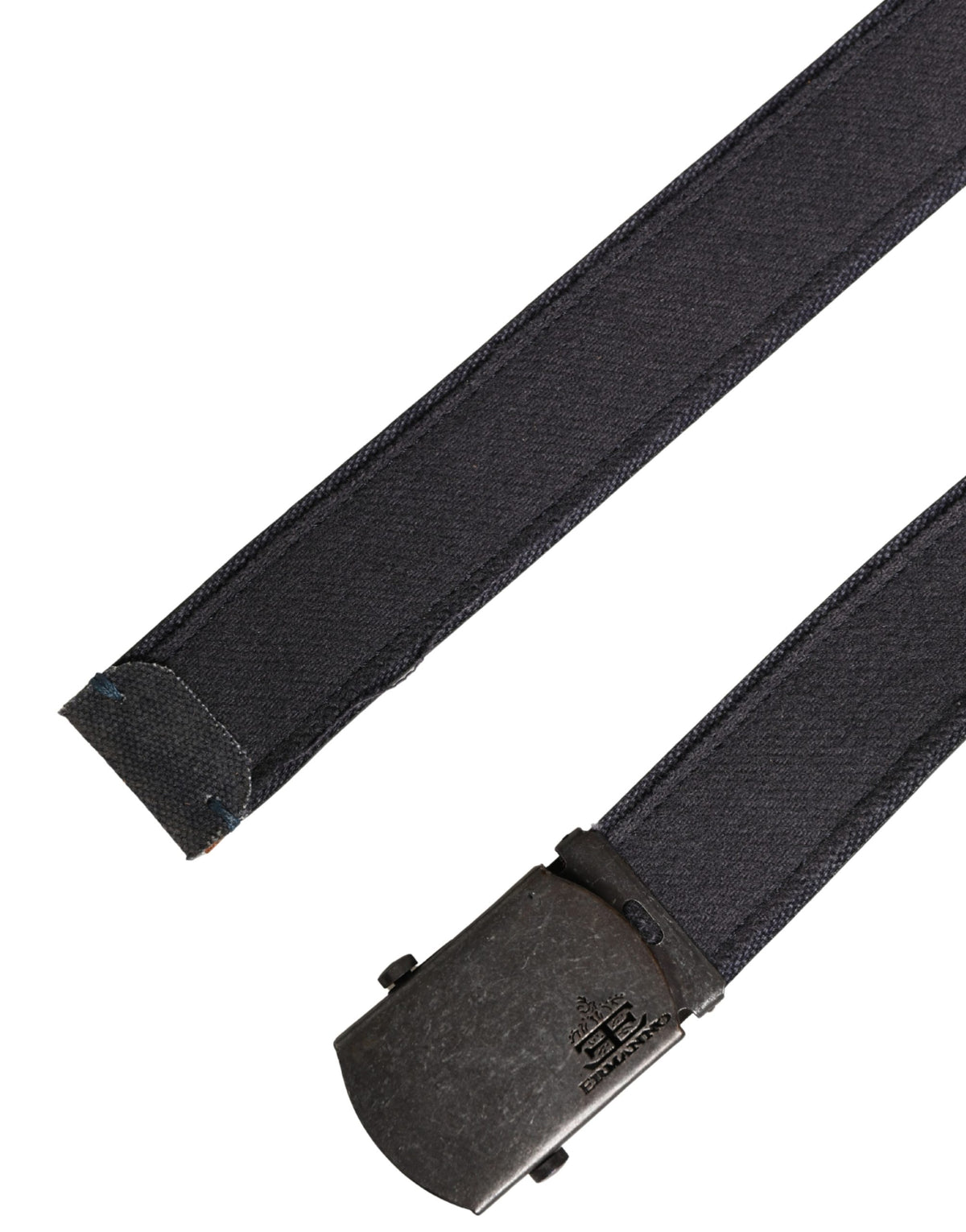 Ermanno Scervino Black Wool Cotton Logo Metal Buckle Belt