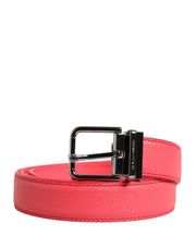 Dolce & Gabbana Pink Calf Leather Silver Metal Buckle Belt for Women
