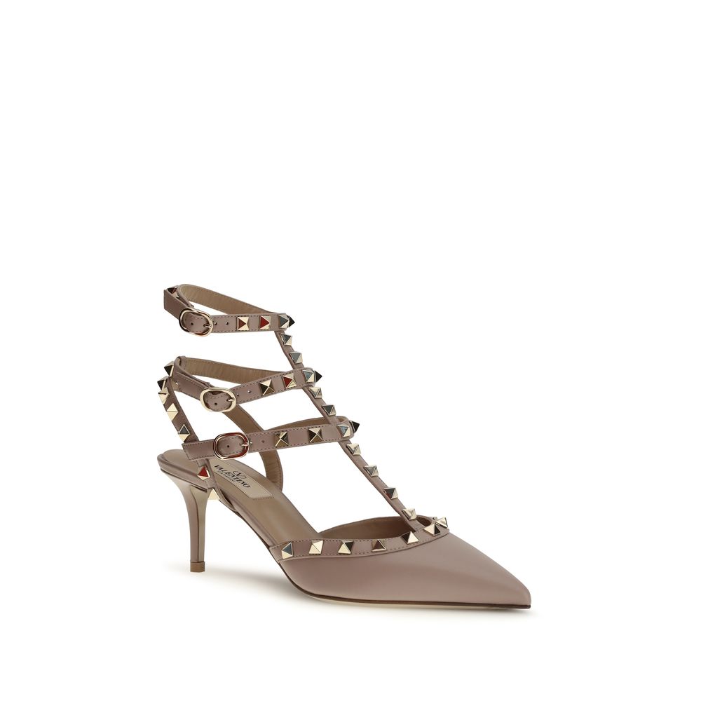 Valentino Garavani Multicolor Calf Leather Bos Taurus Mid Heel Pumps