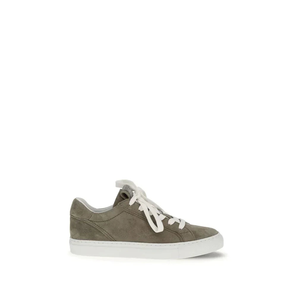 Brunello Cucinelli Gray Calf Leather Bos Taurus Sneakers - Zachava