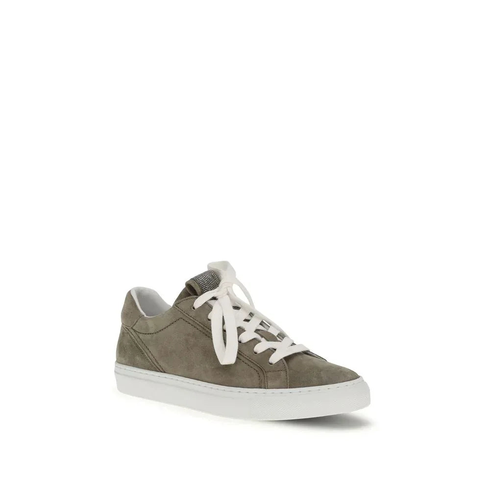 Brunello Cucinelli Gray Calf Leather Bos Taurus Sneakers - Zachava