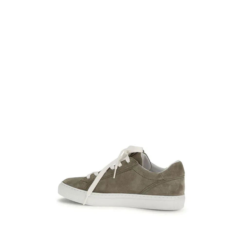 Brunello Cucinelli Gray Calf Leather Bos Taurus Sneakers - Zachava