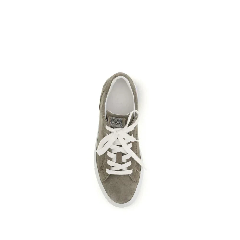 Brunello Cucinelli Gray Calf Leather Bos Taurus Sneakers - Zachava