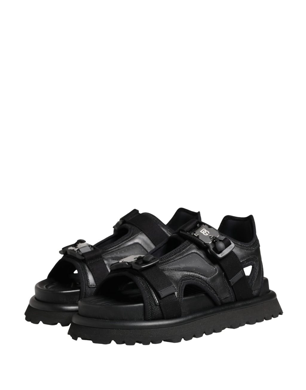 Dolce & Gabbana Black Logo Detailed Men Chunky Sandals Shoes