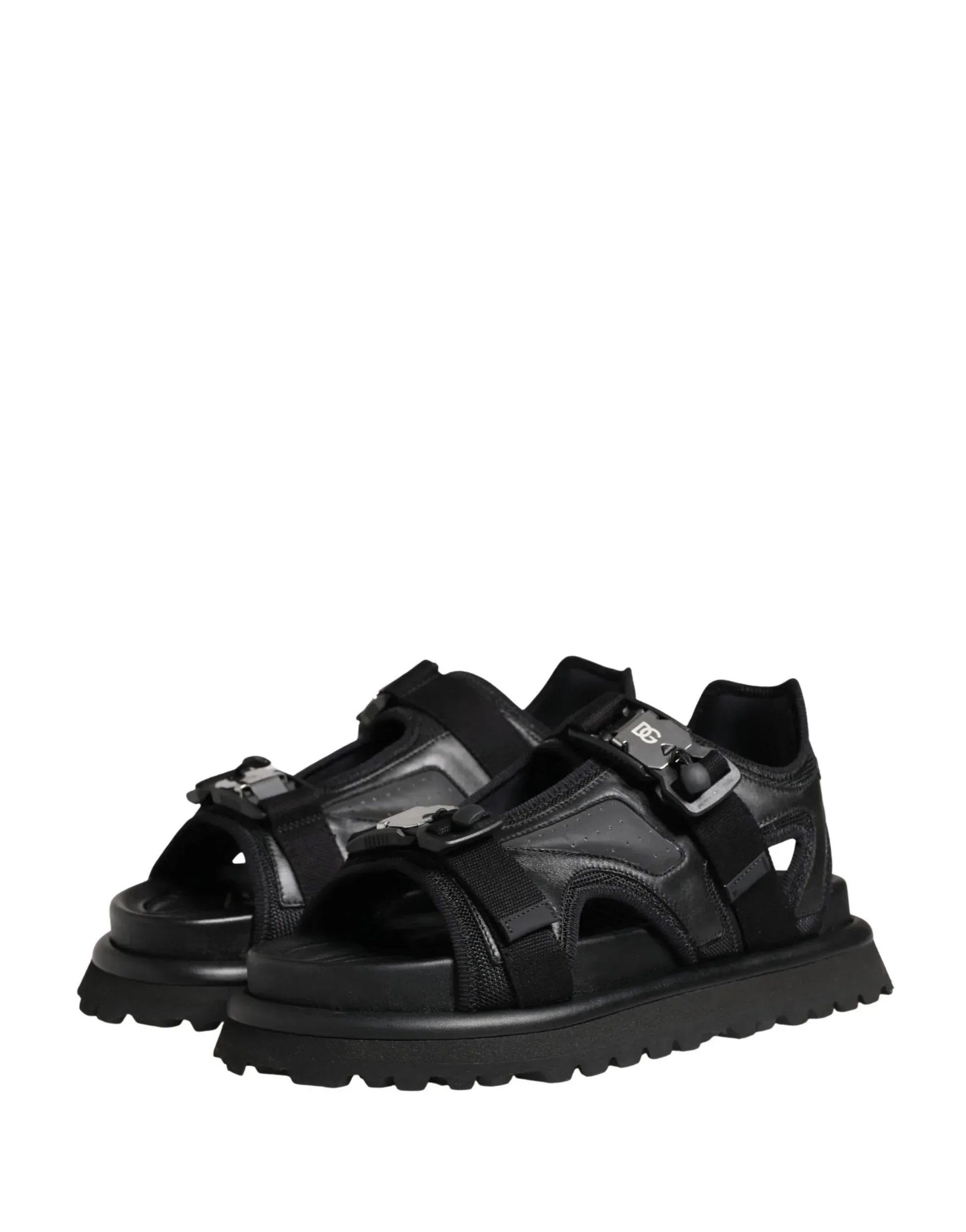 Dolce & Gabbana Black Logo Detailed Men Chunky Sandals Shoes - Zachava