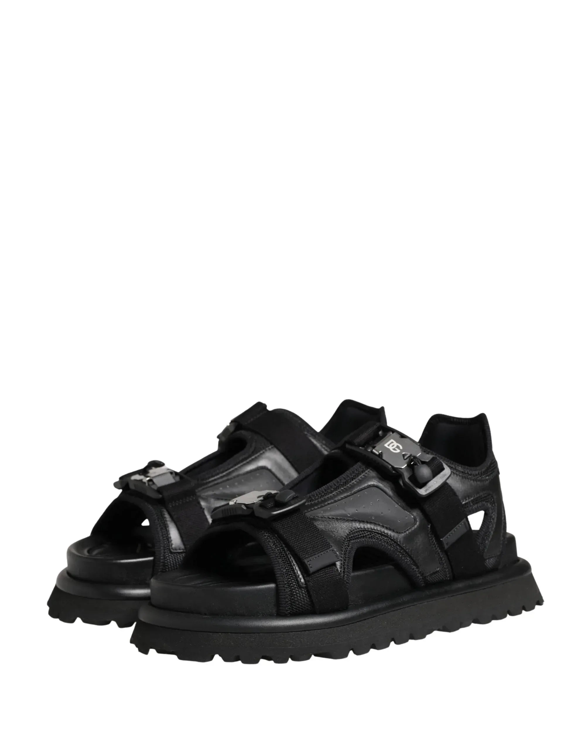 Dolce & Gabbana Black Logo Detailed Men Chunky Sandals Shoes - Zachava