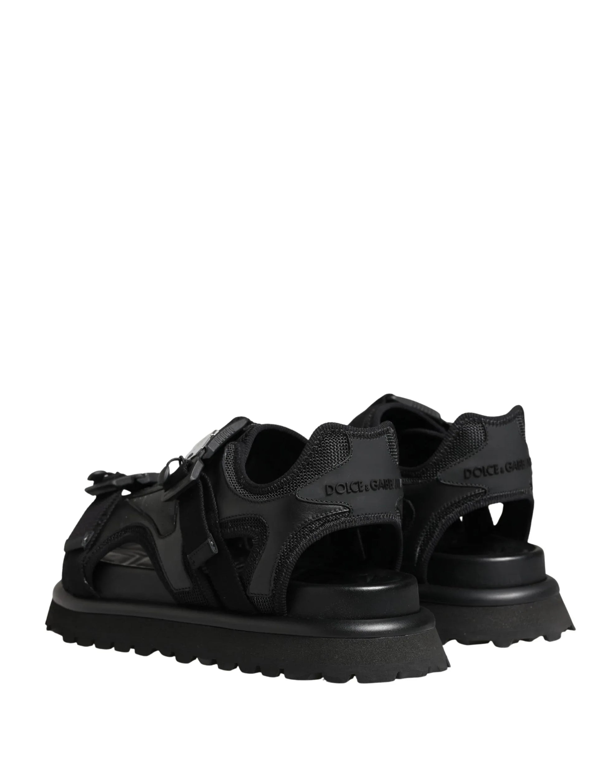 Dolce & Gabbana Black Logo Detailed Men Chunky Sandals Shoes - Zachava