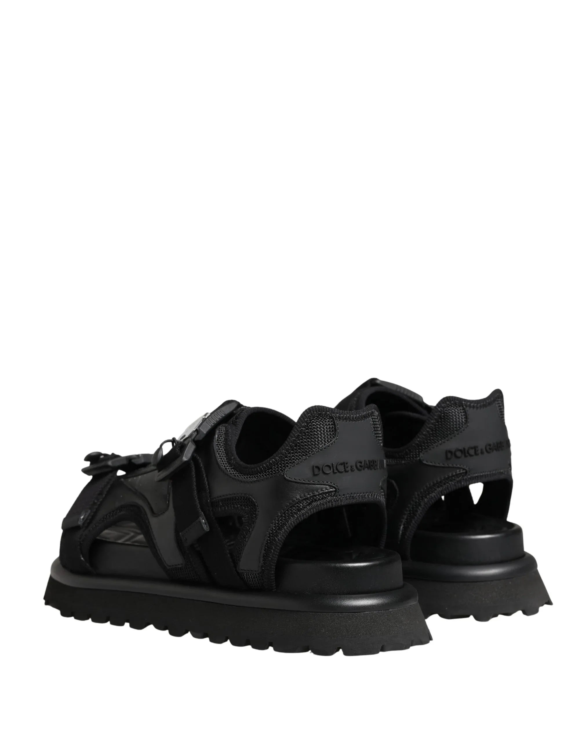 Dolce & Gabbana Black Logo Detailed Men Chunky Sandals Shoes - Zachava
