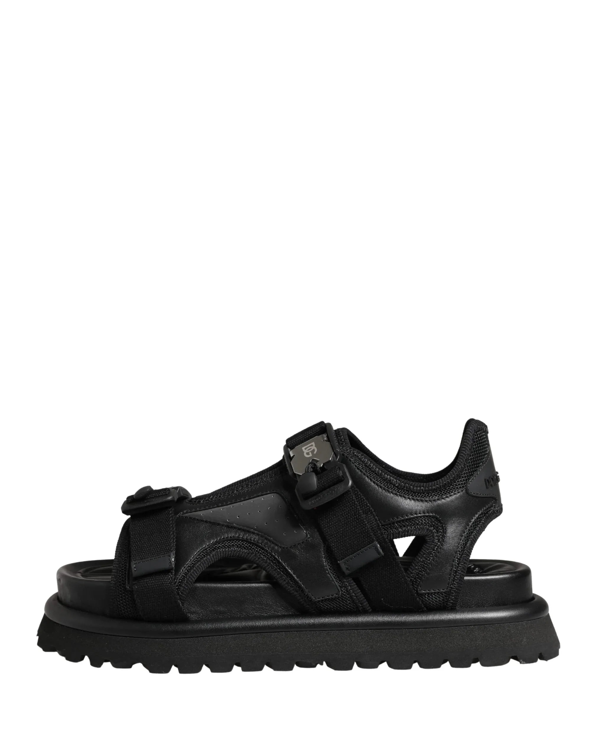 Dolce & Gabbana Black Logo Detailed Men Chunky Sandals Shoes - Zachava
