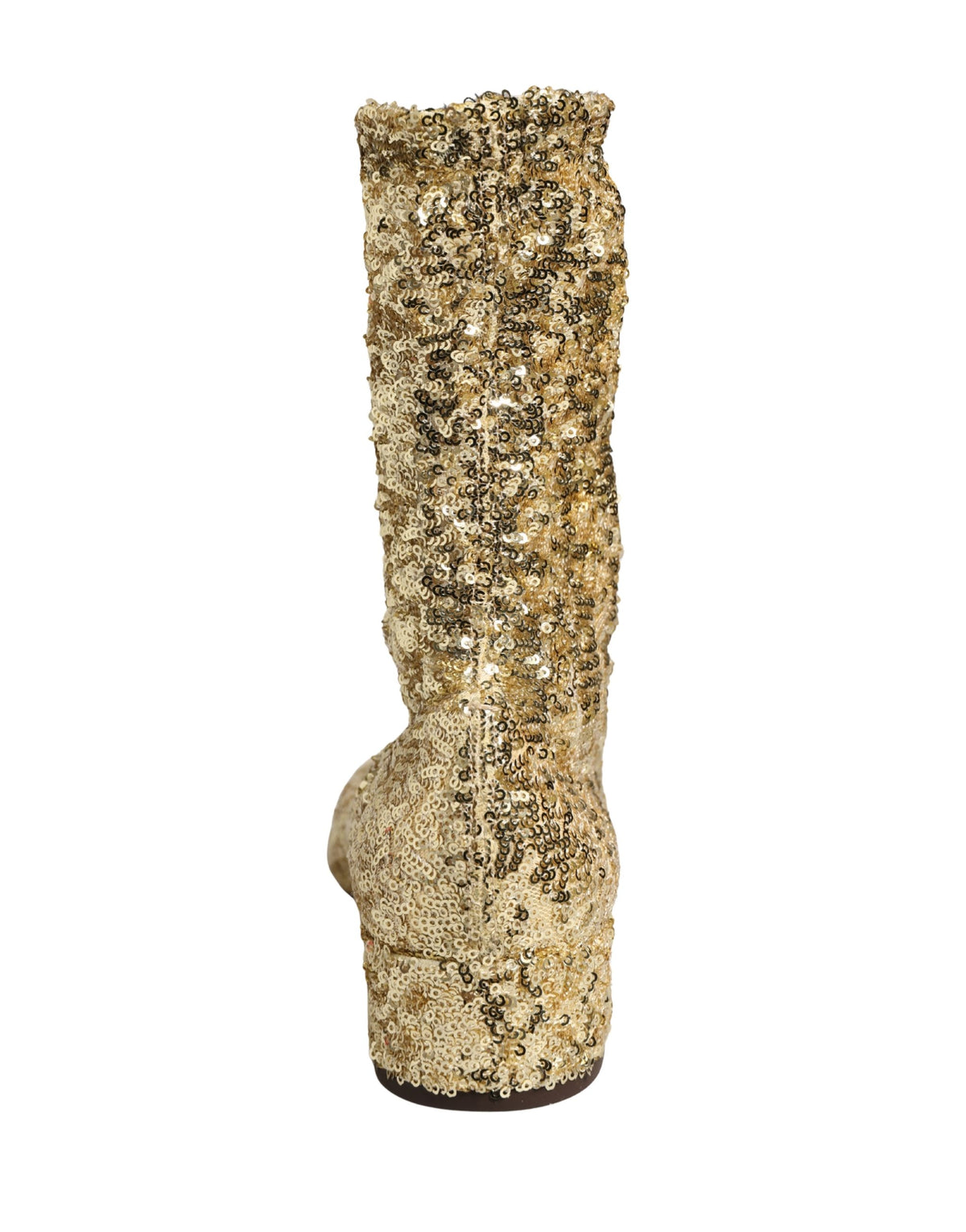 Dolce & Gabbana Gold Sequined Short Boots Stretch Shoes for Women