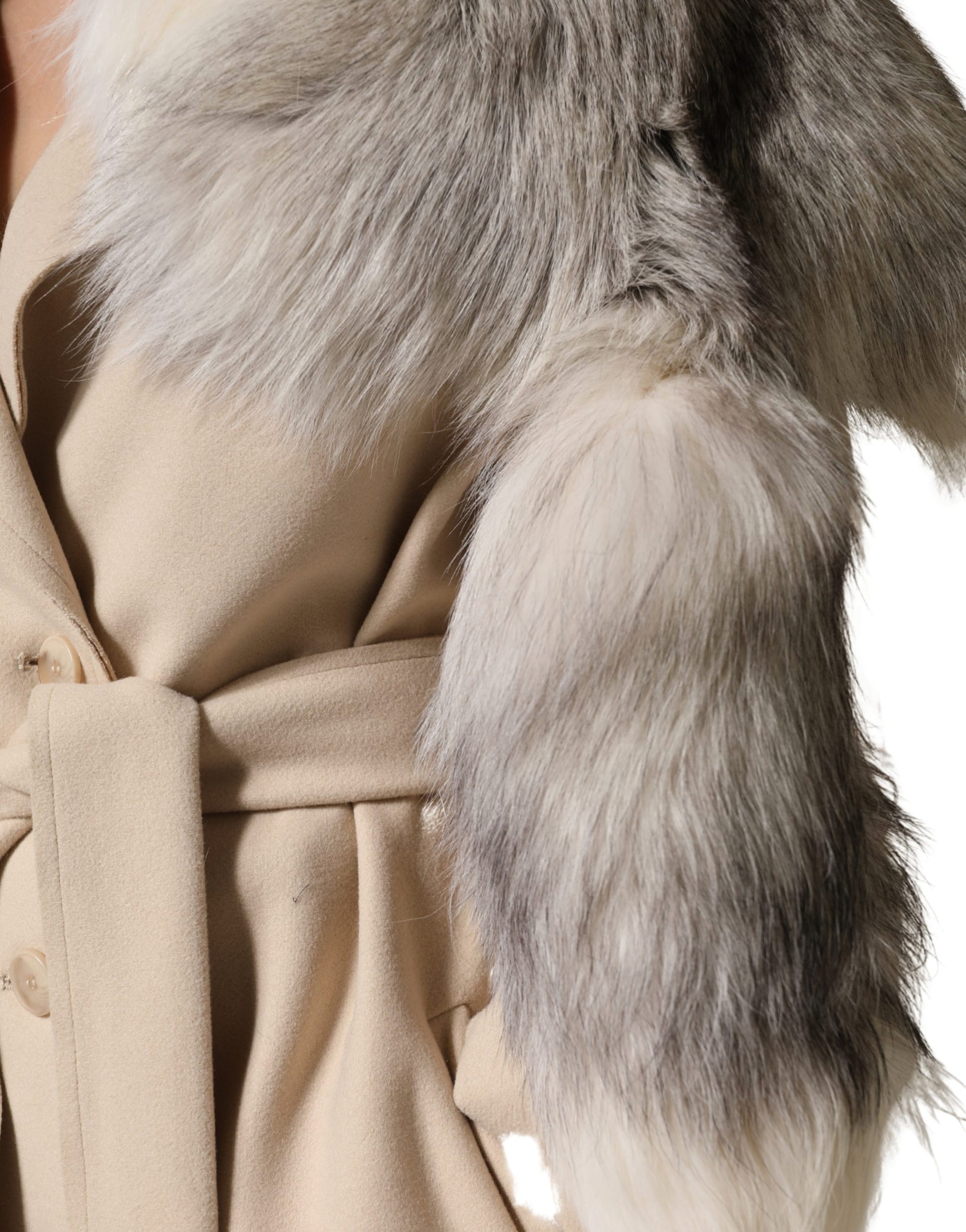 Dolce & Gabbana White Fox Fur Neck Wrap Warmer Winter Scarf Dolce & Gabbana