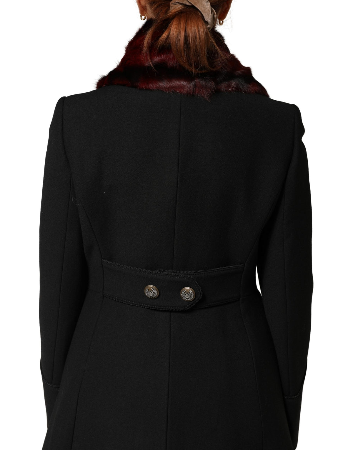 Dolce & Gabbana Black Red Stripe Fur Shawl Neck Wrap Scarf for Women