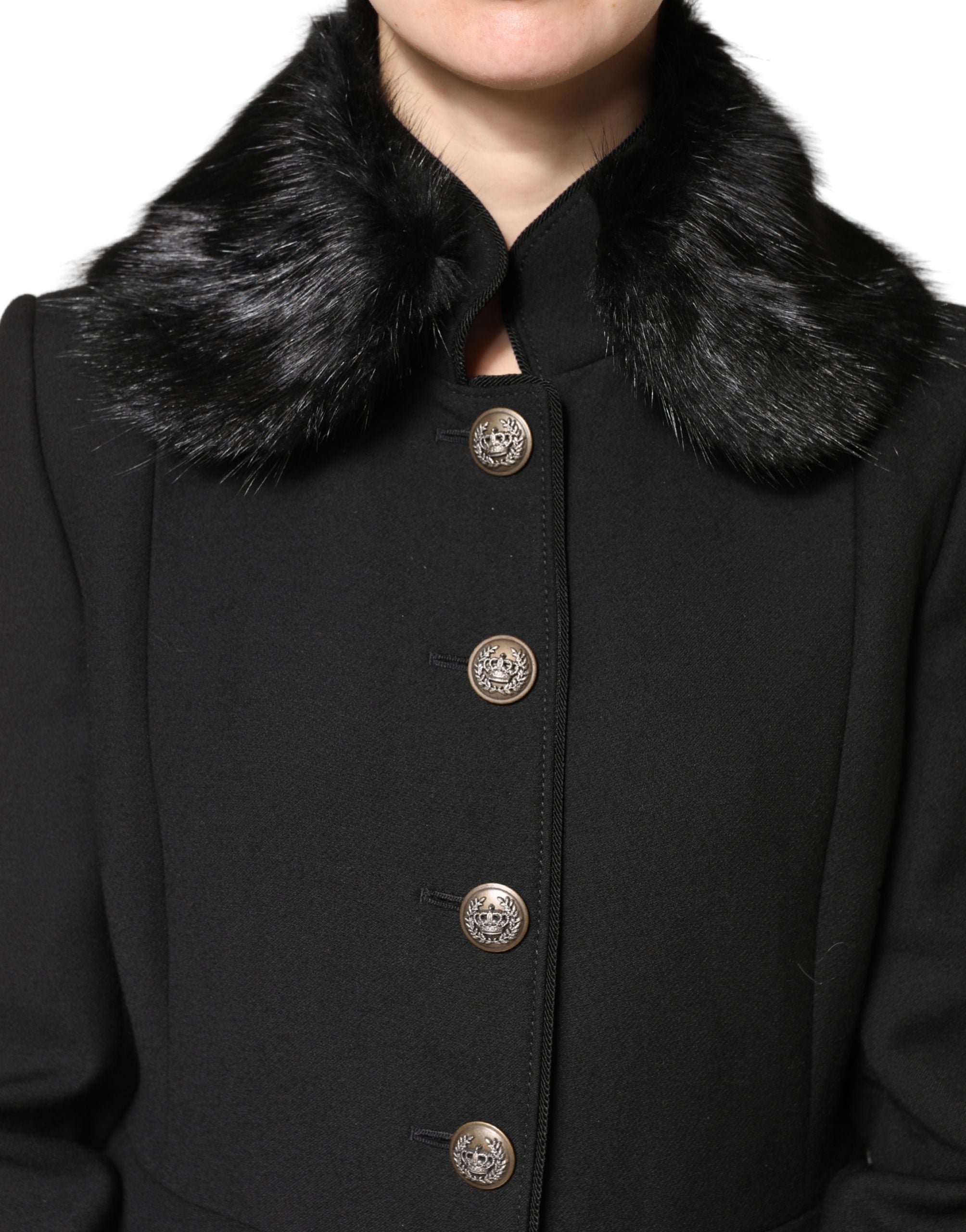 Dolce & Gabbana Black Fur Shawl Neck Wrap Cover Collar Scarf for Women