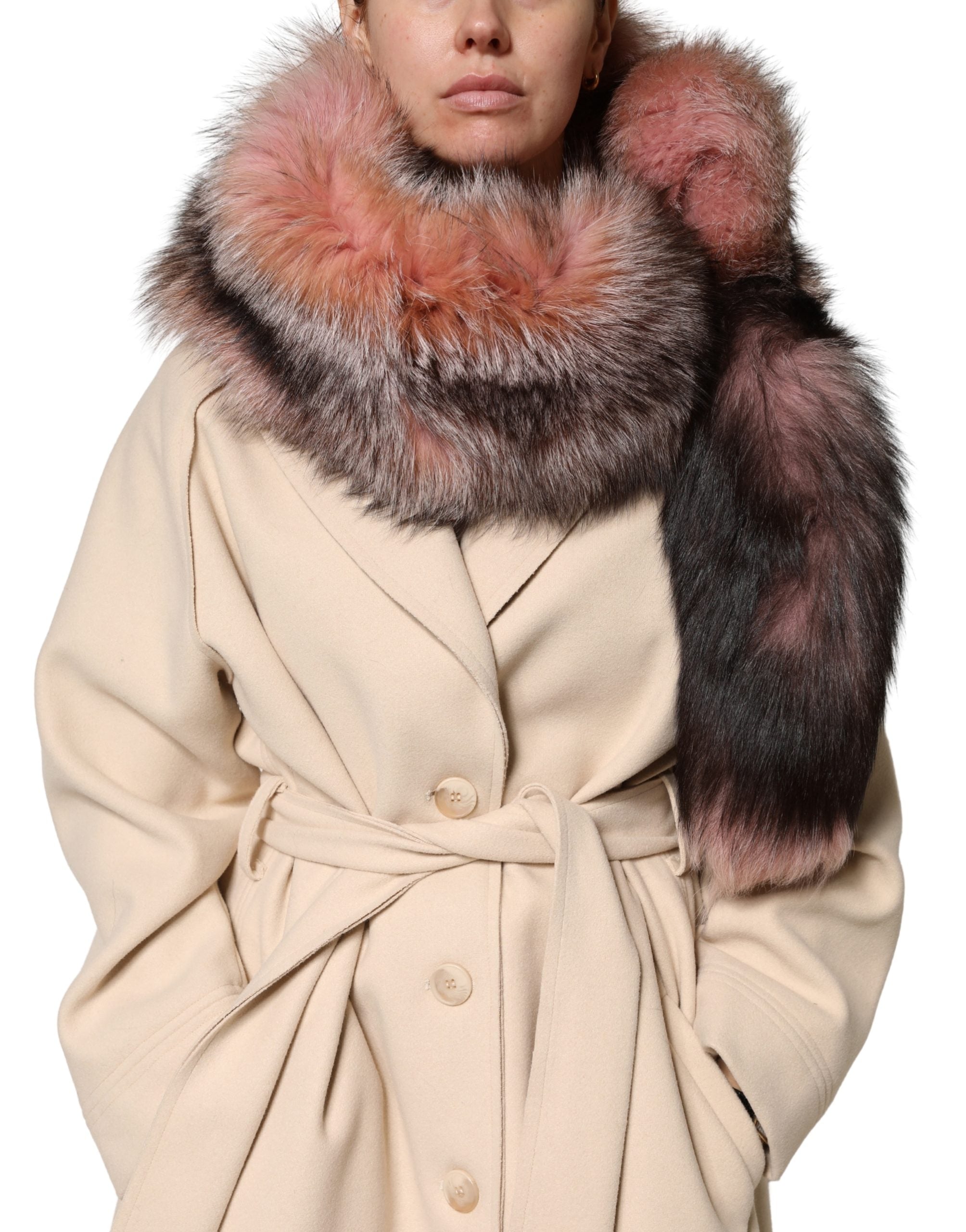 Dolce & Gabbana Pink Frost Fox Fur Neck Warmer Winter Scarf for Women