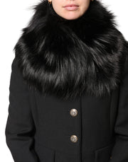 Dolce & Gabbana Black Fur Shoulder Collar Wrap Shawl Scarf for Women