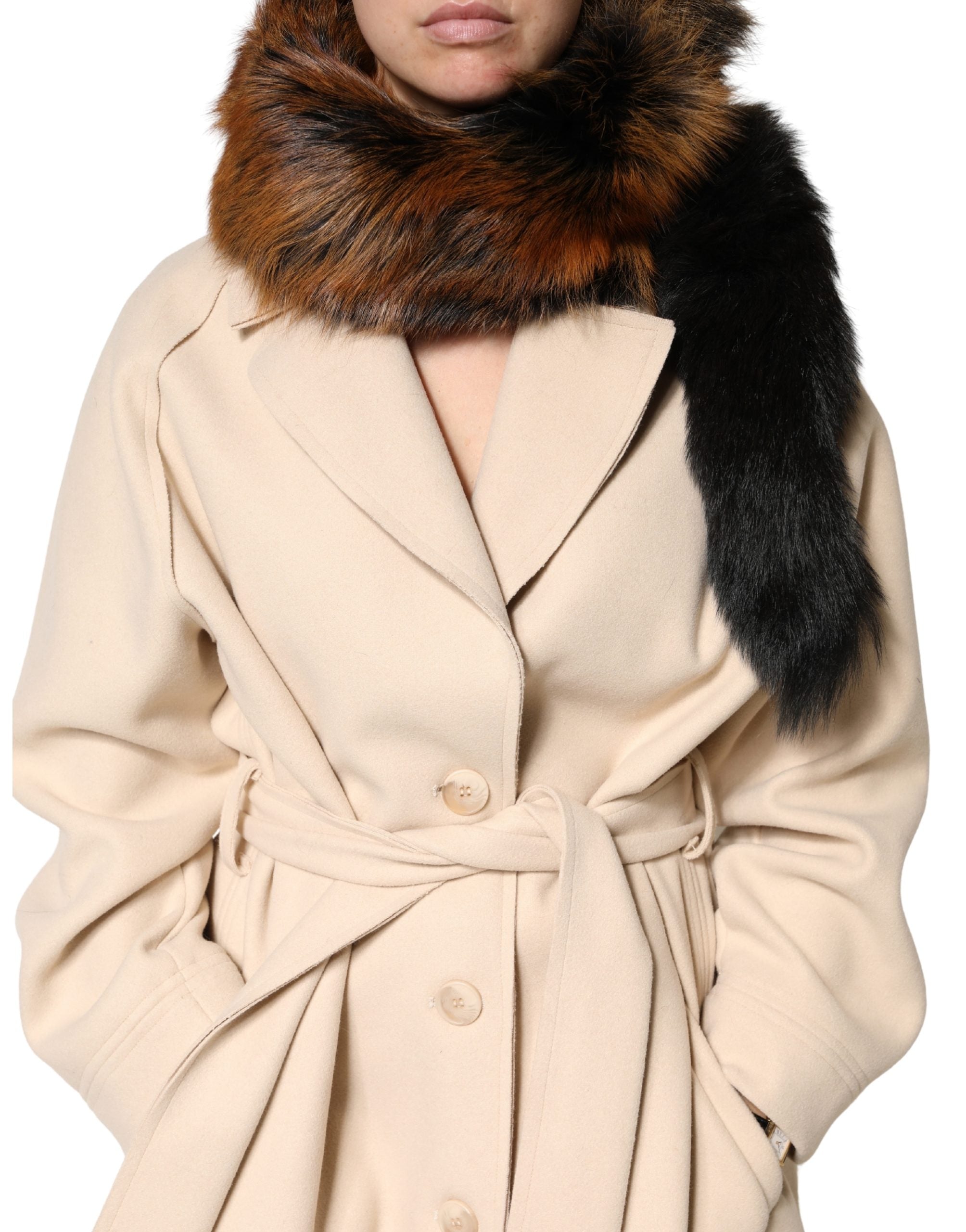 Dolce & Gabbana Brown Red Fox Fur Neck Warmer Winter Scarf for Women