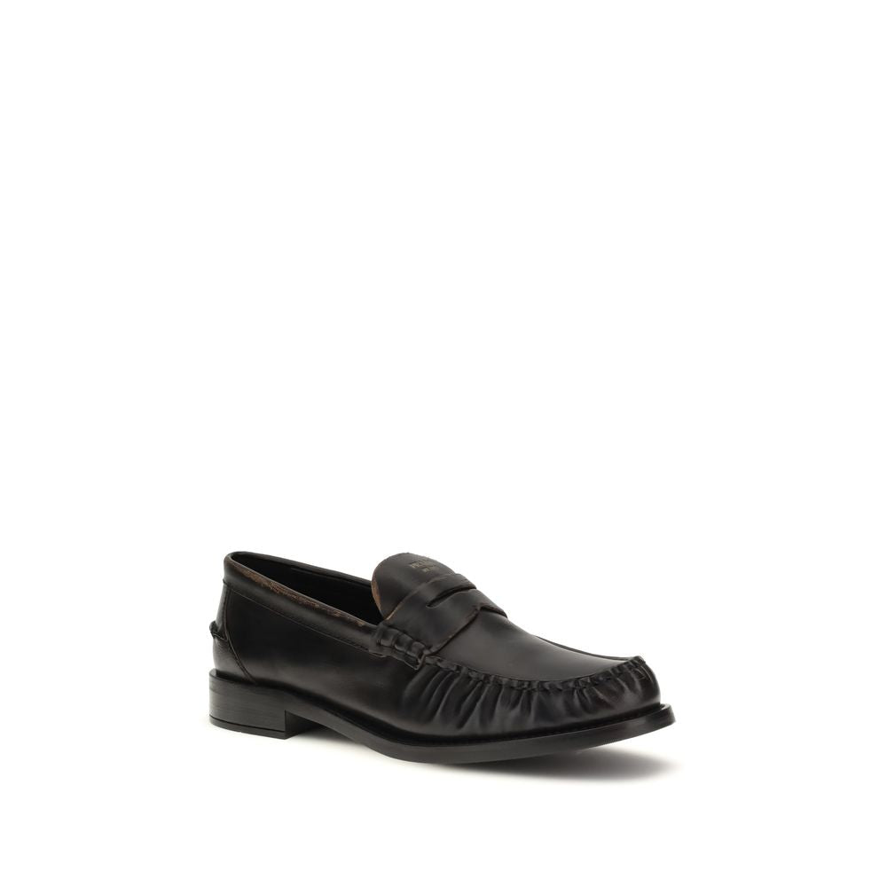 Prada Black Calf Leather Bos Taurus Slip-On Loafers Secondary image