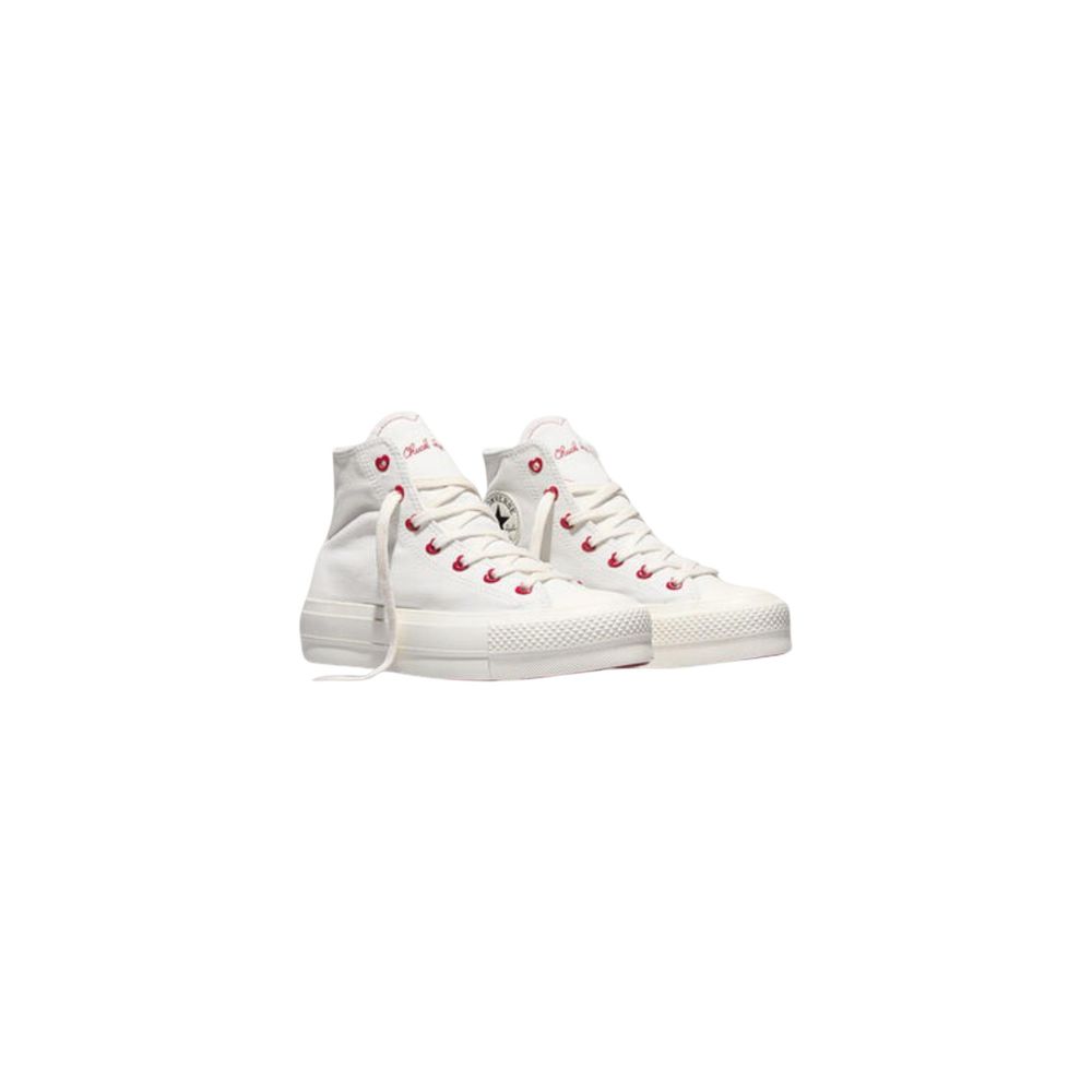 Converse White Fabric Platform Sneakers