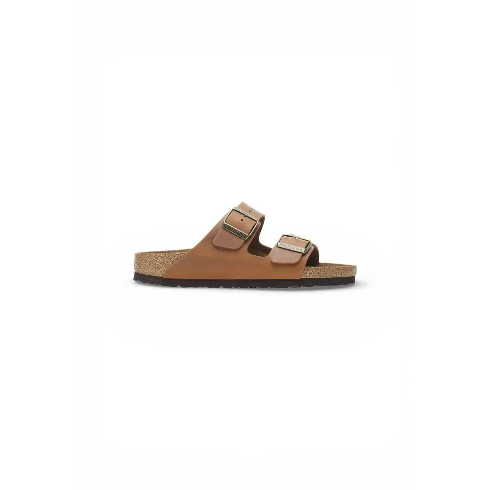 Birkenstock Brown Leather Flat Sandals - Zachava