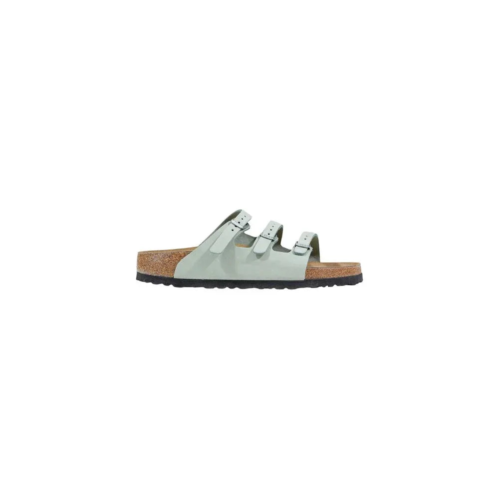 Birkenstock Green Leather Flat Sandals - Zachava