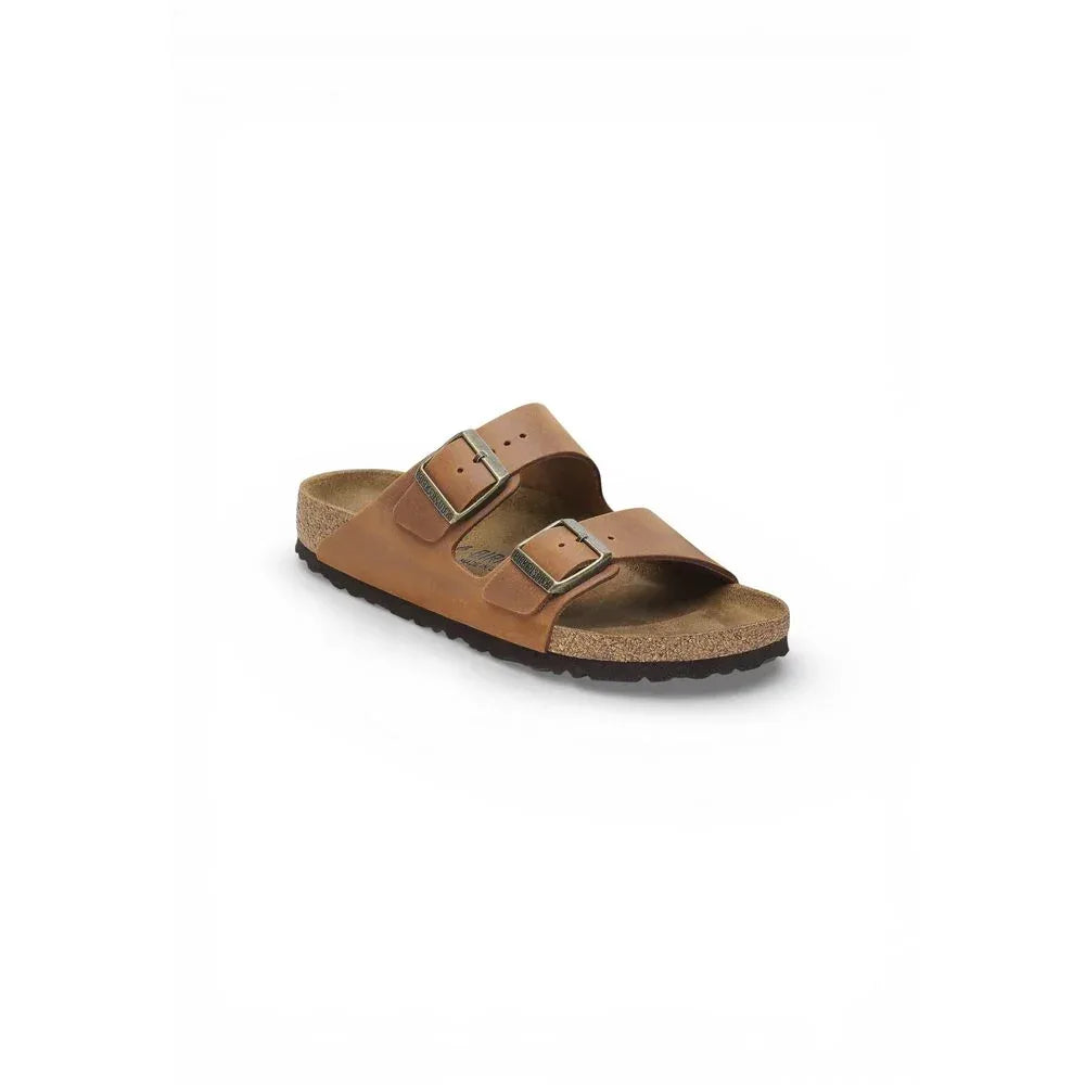Birkenstock Brown Leather Flat Sandals - Zachava