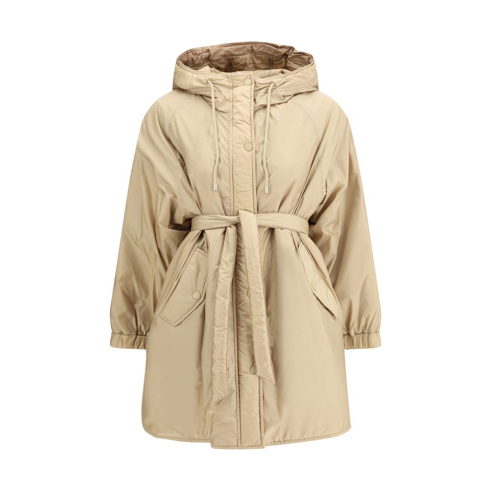 Max Mara Beige Polyester Full-Length Jacket