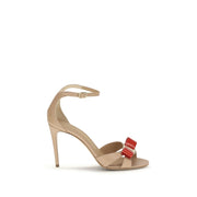 Ferragamo Beige Calf Leather Bos Taurus Stiletto Heel Sandals