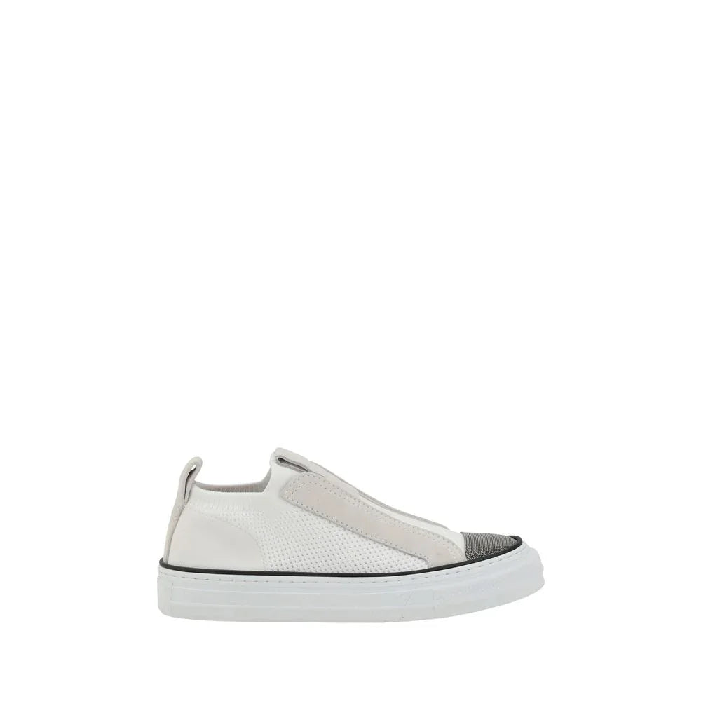 Brunello Cucinelli White Nylon Low Top Sneakers - Zachava
