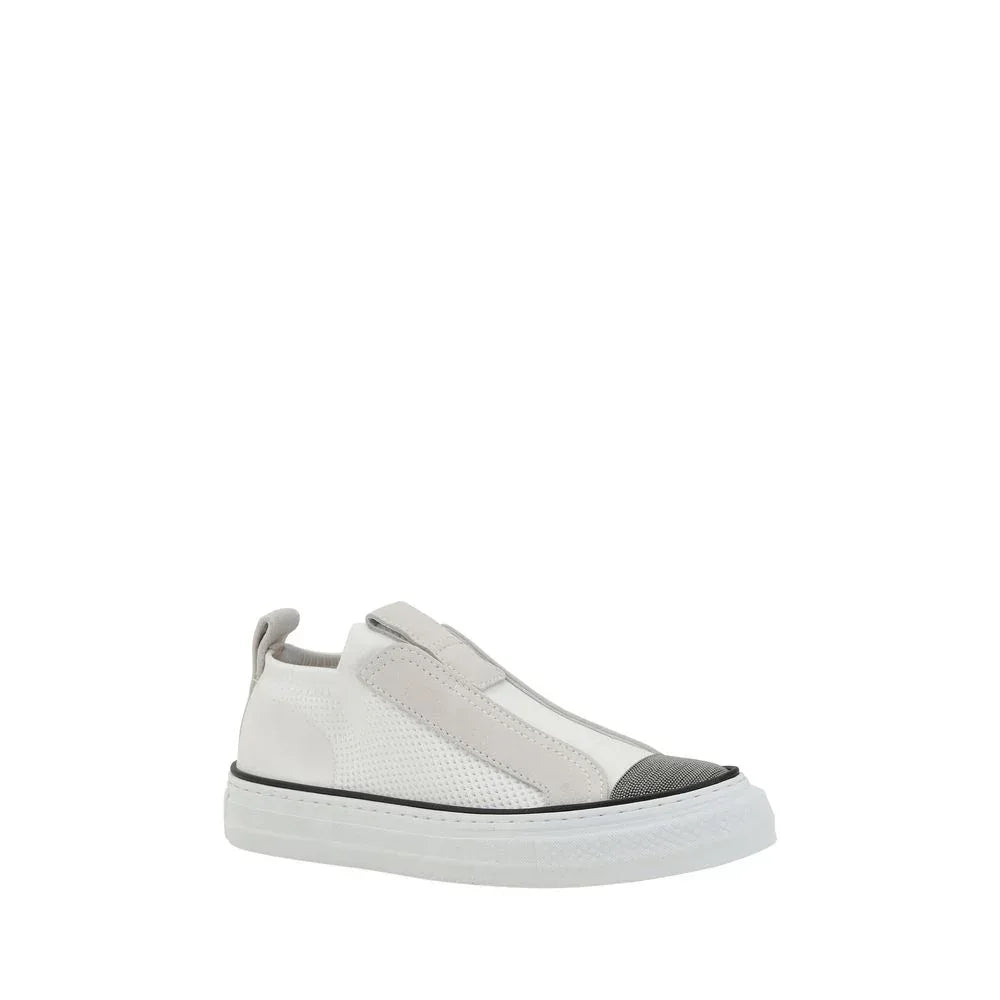Brunello Cucinelli White Nylon Low Top Sneakers - Zachava