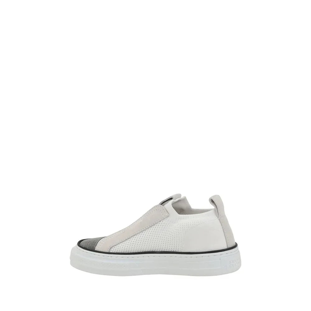 Brunello Cucinelli White Nylon Low Top Sneakers - Zachava