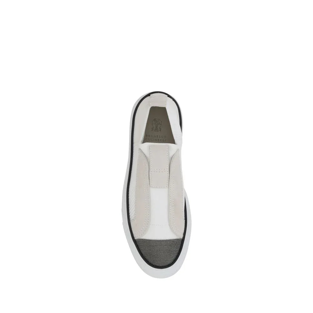 Brunello Cucinelli White Nylon Low Top Sneakers - Zachava