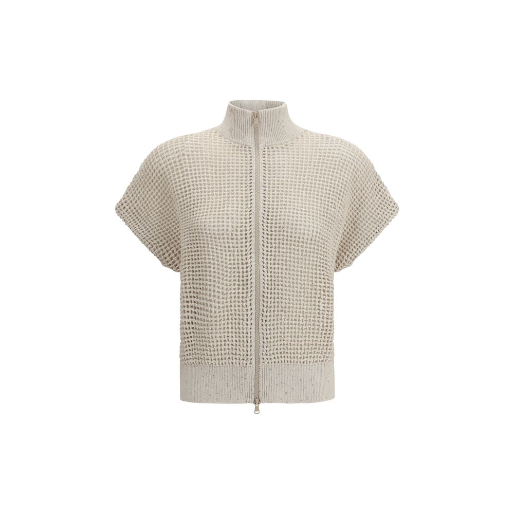 Brunello Cucinelli Beige Cotton Cardigan