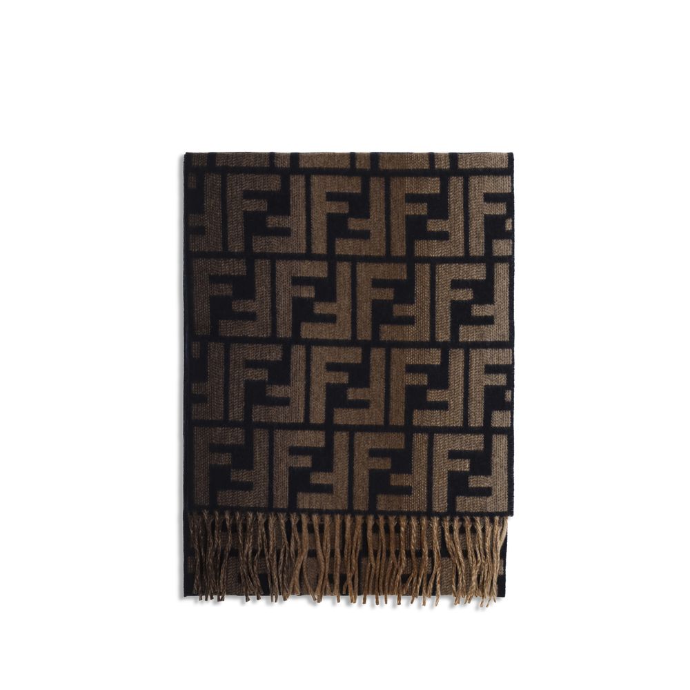 Fendi Brown Fleece Wool Scarf