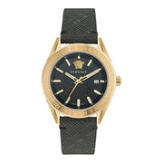 Versace Black Leather Dress Watch