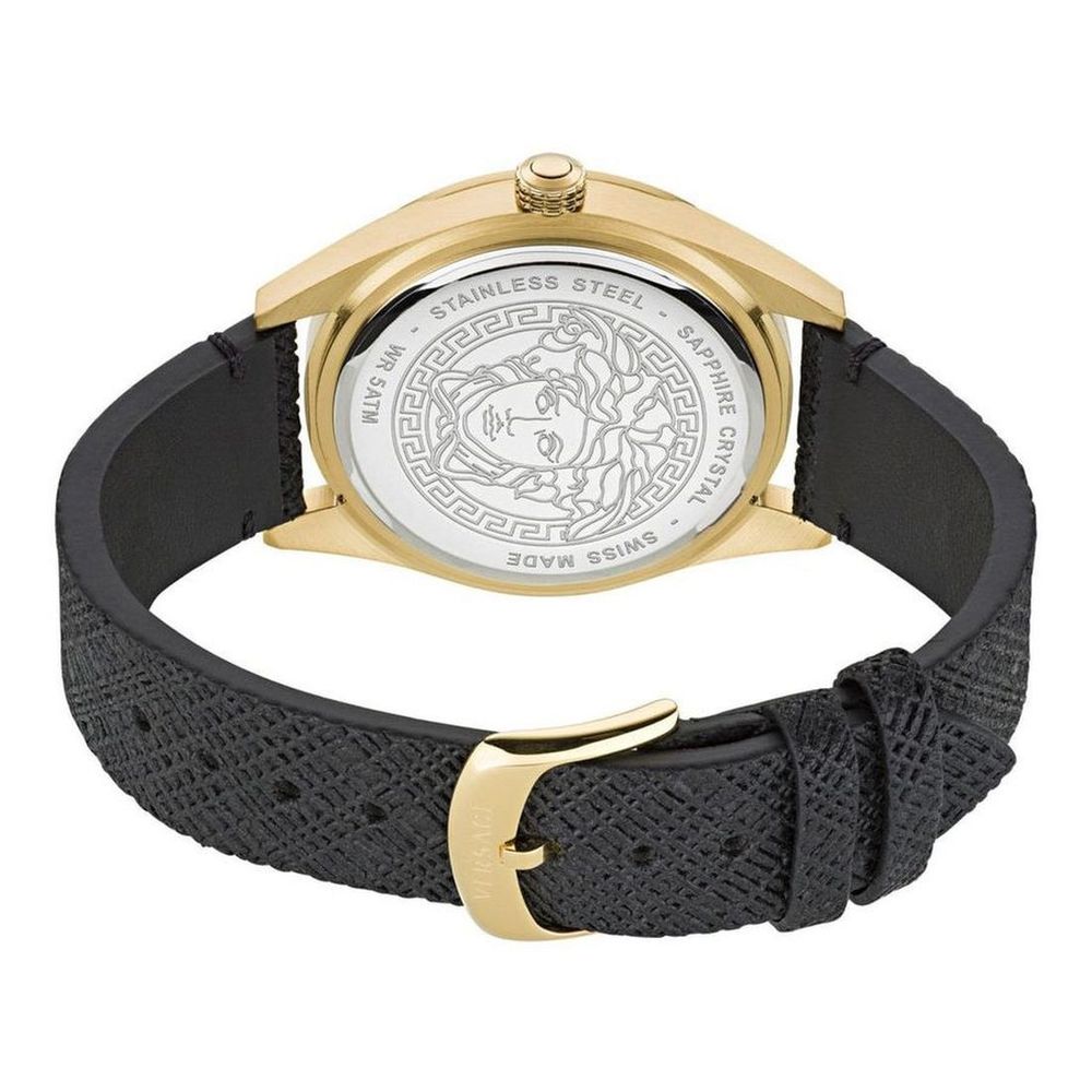 Versace Black Leather Dress Watch