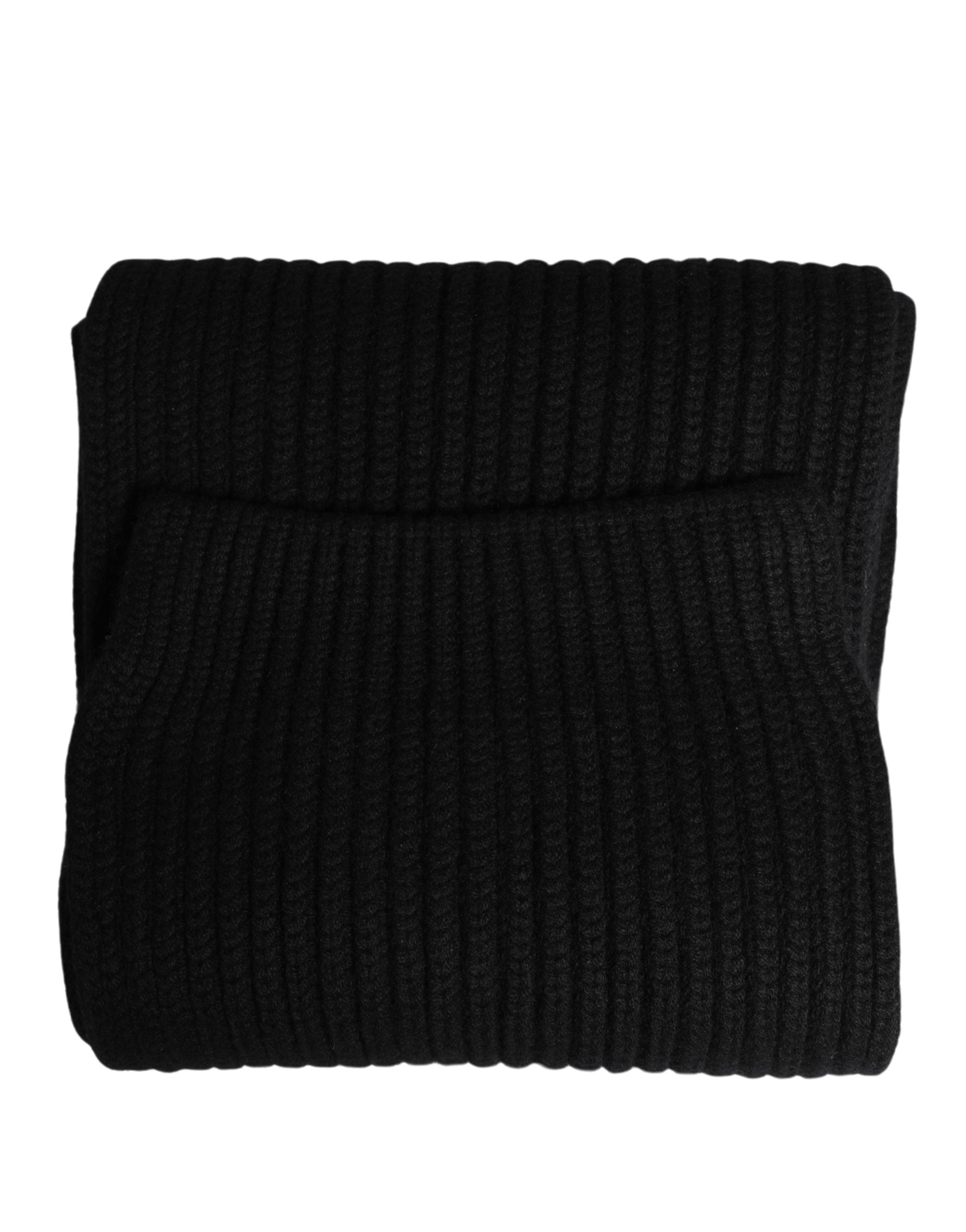 Dolce & Gabbana Black Cashmere Knitted Men Neck Warmer One Size Scarf