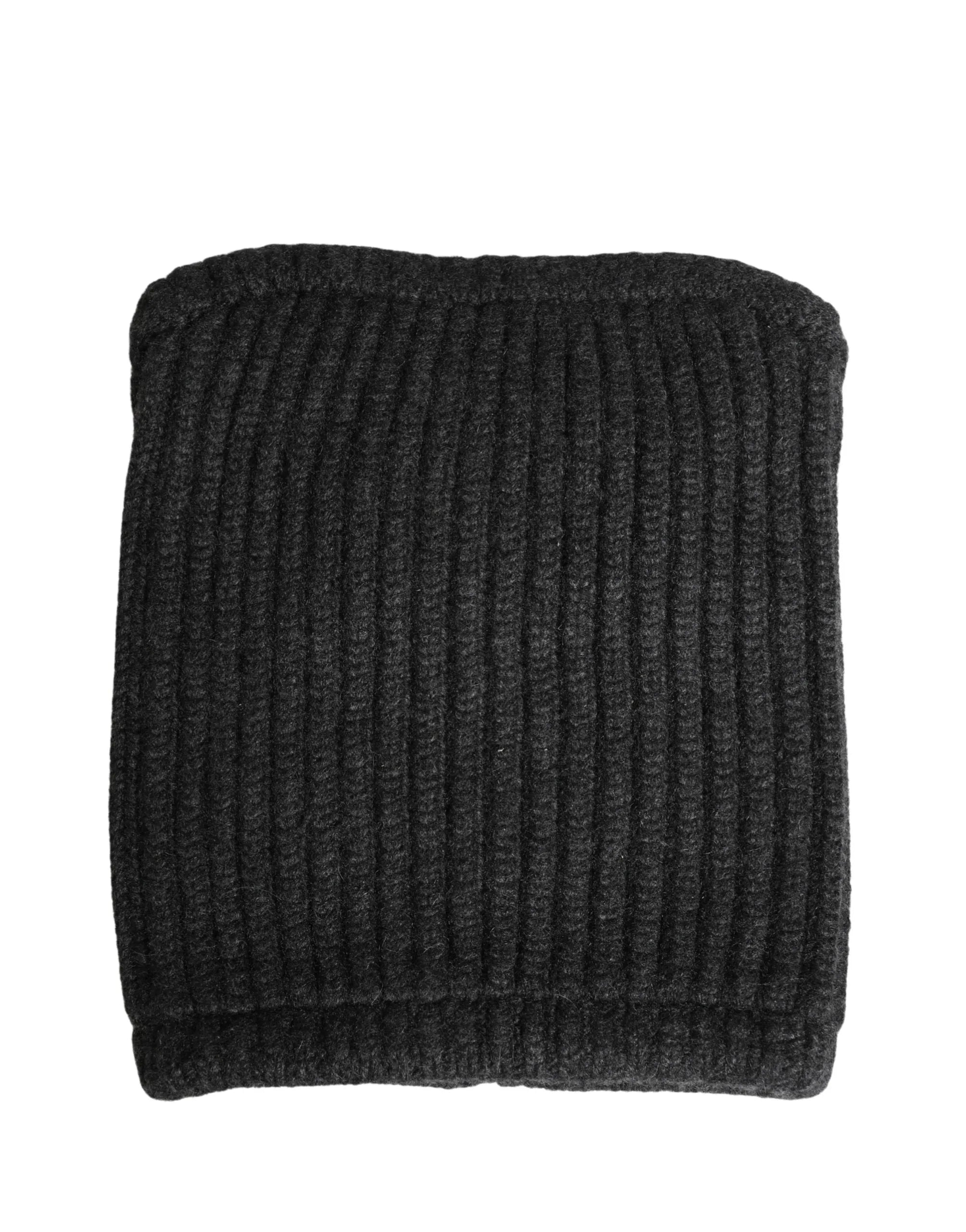 Dolce & Gabbana Black Cashmere Knitted Men Winter Neck Warmer Hat - Zachava